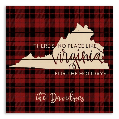There's No Place Like Virginia For the Holidays 14x14 Personalized Pallet Wood Art