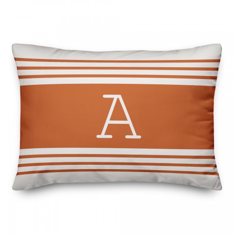 Orange Farmhouse Stripes 18x18 Personalized Spun Poly Pillow