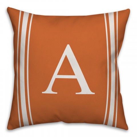 Orange Farmhouse Stripes 18x18 Personalized Spun Poly Pillow