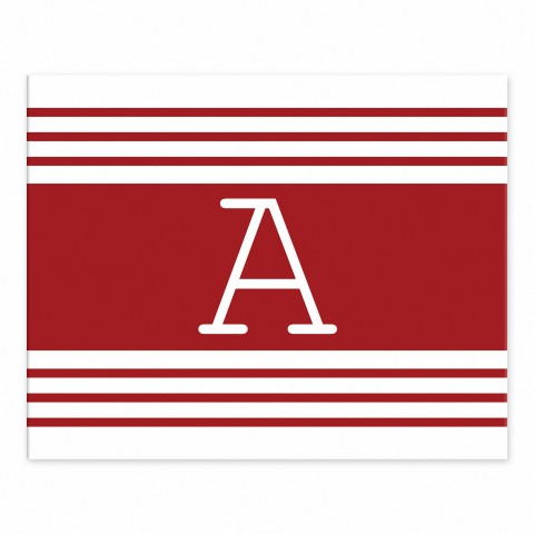 Red Farmhouse Stripes Monogram 8x10 Personalized Tabletop Canvas