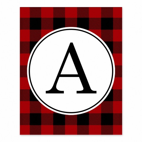 Red & Black Buffalo Check Plaid Monogram 8x10 Personalized Tabletop Canvas