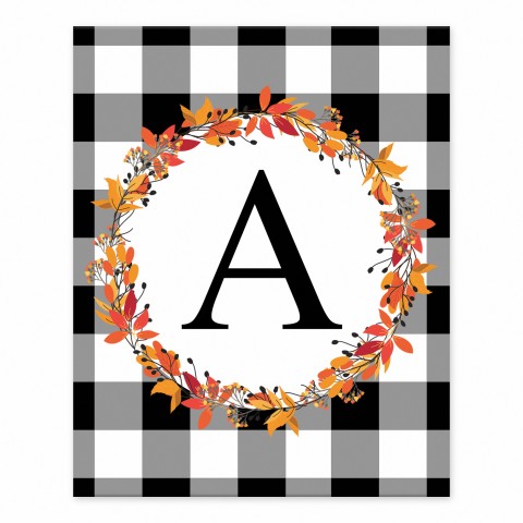 Harvest Buffalo Check Plaid Monogram 8x10 Personalized Tabletop Canvas
