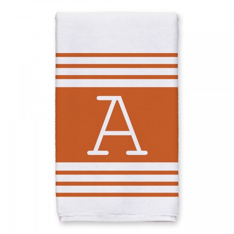 Orange Farmhouse Stripes Monogram 16x25 Personalized Towel