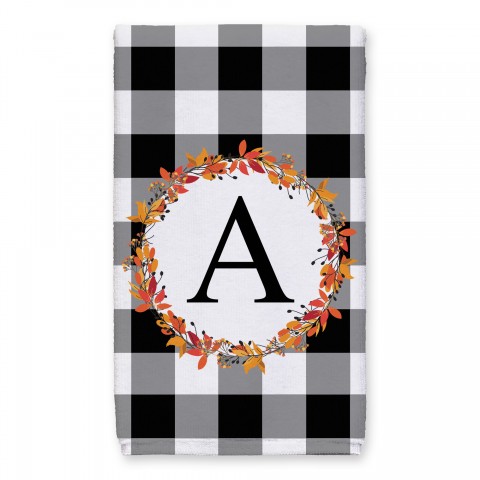 Harvest Buffalo Check Plaid Monogram 16x25 Personalized Towel
