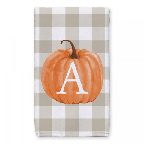 Harvest Pumpkin Buffalo Check Plaid Monogram 16x25 Personalized Towel