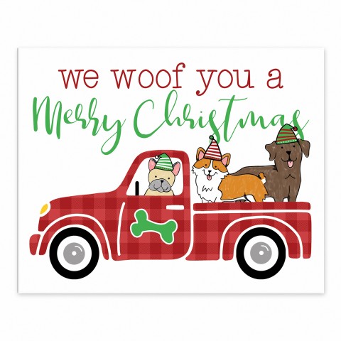 Puppy Christmas Truck 8x10 Tabletop Canvas