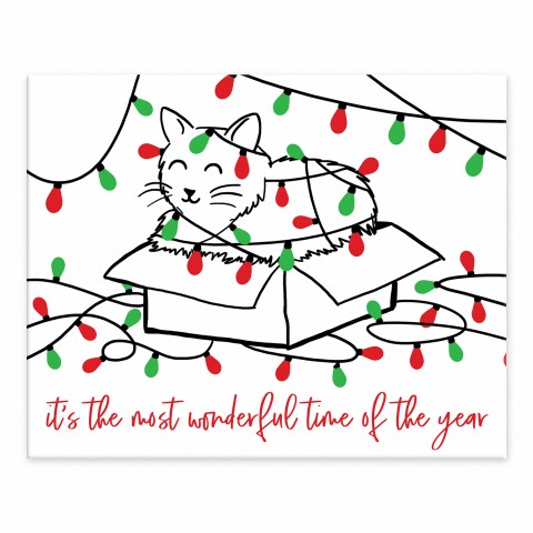 Tangled Catmas Lights 8x10 Tabletop Canvas