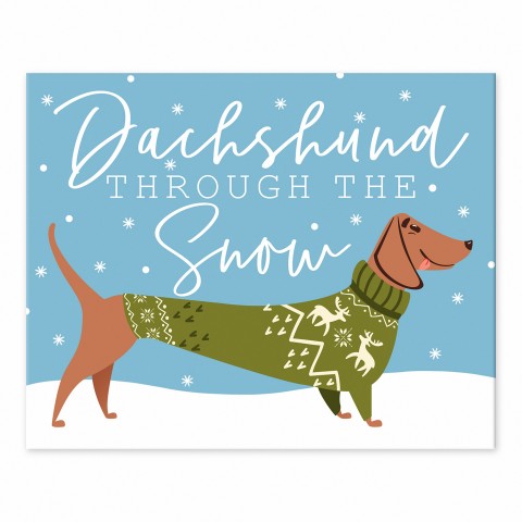 Dachshund Through the Snow 8x10 Tabletop Canvas
