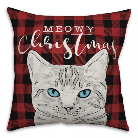 Meowy Christmas Cat Pillow