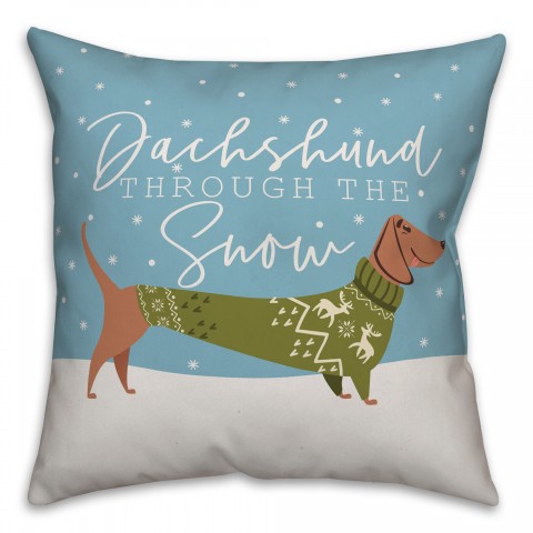 Dachshund Through the Snow Pillow