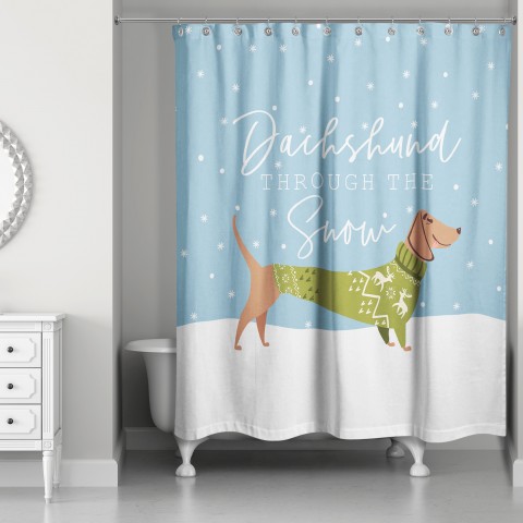 Dachshund Through the Snow 71x74 Shower Curtain