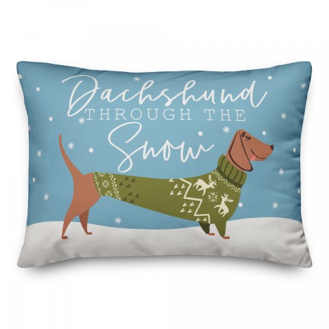 Dachshund Through the Snow Pillow