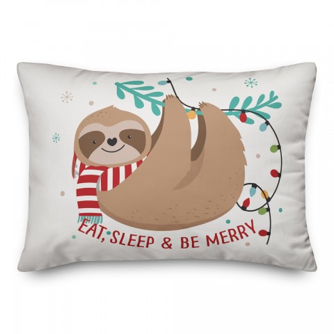 Eat Sleep Be Merry Sloth Pillow