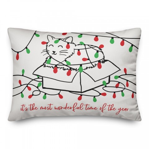Tangled Catmas Lights Pillow