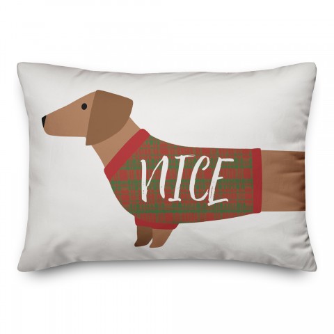 Naughty Nice Doxie Pillow