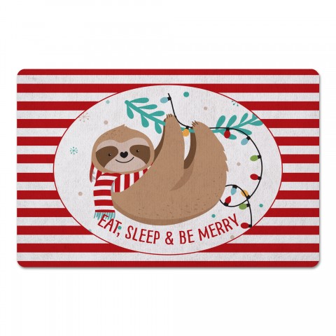 Eat Sleep Be Merry Sloth 27x18 Floor Mat