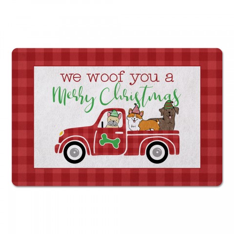 Puppy Christmas Truck 27x18 Floor Mat