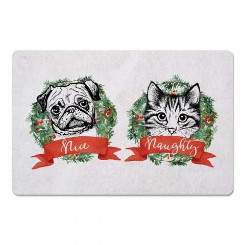 Naughty Nice Cat and Dog 27x18 Floor Mat