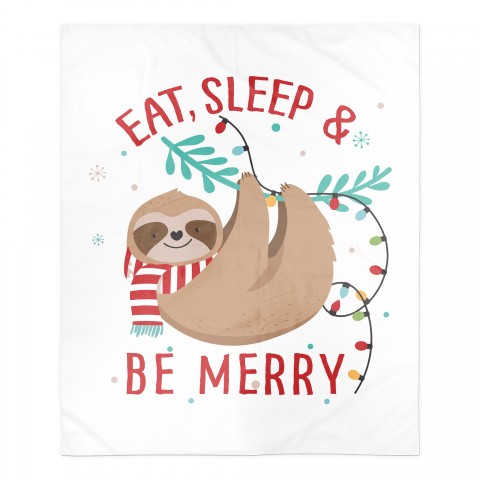 Eat Sleep Be Merry Sloth 50x60 Throw Blanket