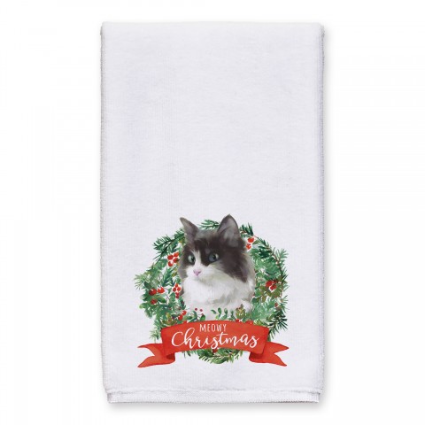 Christmas Cat Wreath 16x25 Towel