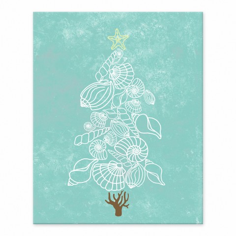 Sea Shell Christmas Tree 8x10 Tabletop Canvas