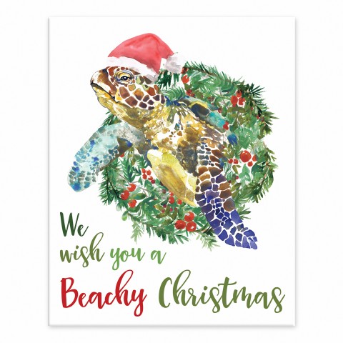 Christmas Sea Turtle 8x10 Tabletop Canvas