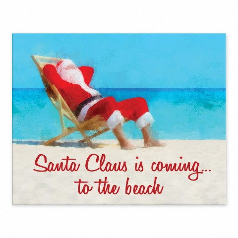 Santa Claus is Coming to the Beach 8x10 Tabletop Canvas