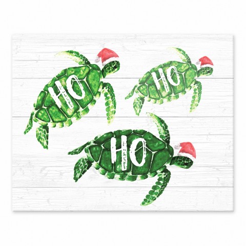 Ho Ho Ho Sea Turtles 8x10 Tabletop Canvas