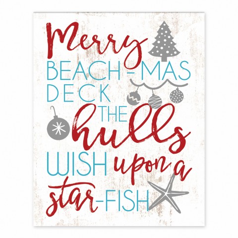 Coastal Christmas Phrases 8x10 Tabletop Canvas