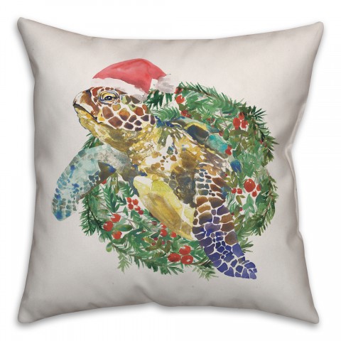 Christmas Sea Turtle Pillow