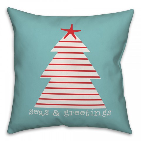Nautical Stripes Christmas Tree Pillow