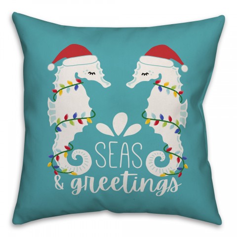 Seas and Greetings Seahorses Pillow