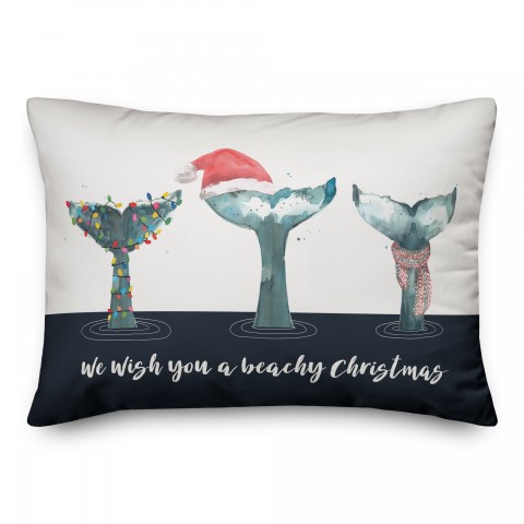 Christmas Whale Tails Pillow