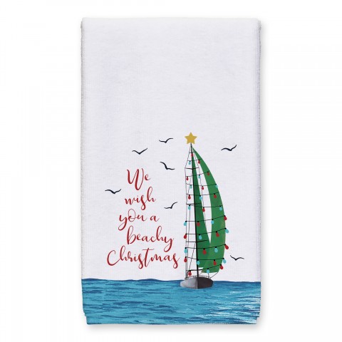 Christmas Sailboat 16x25 Towel