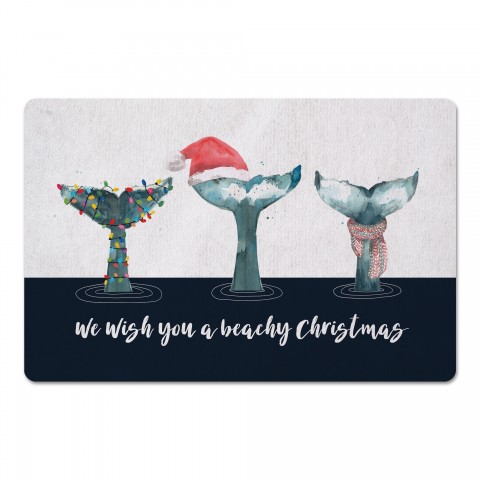 Christmas Whale Tails 27x18 Floor Mat