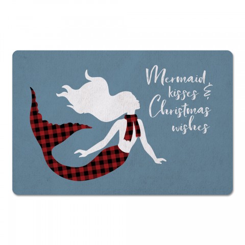 Mermaid Kisses and Christmas Wishes 27x18 Floor Mat
