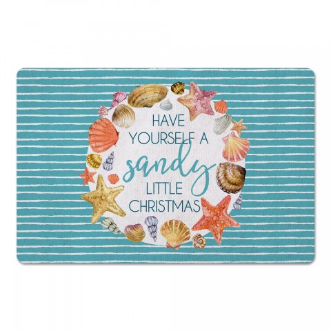 Sandy Christmas Wreath 27x18 Floor Mat