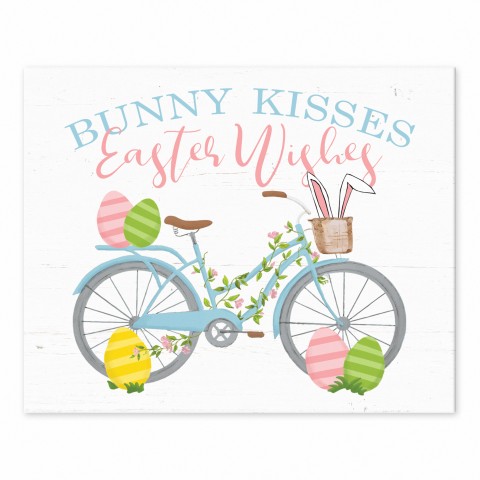 Bunny Kisses Easter Wishes 8x10 Tabletop Canvas