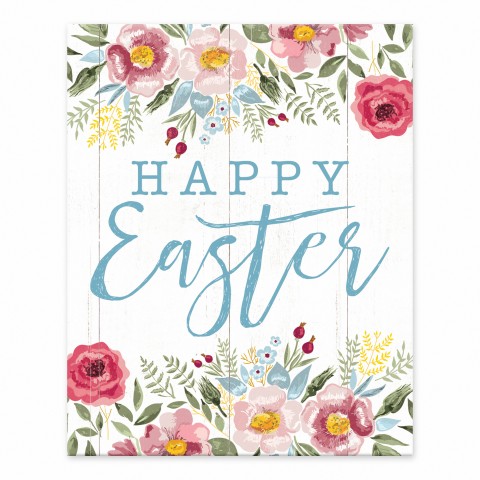 Happy Easter Painted Florals 8x10 Tabletop Canvas