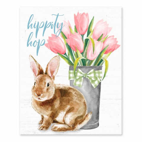 Hippity Hop Bunny Rabbit 8x10 Tabletop Canvas
