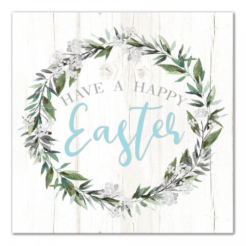 Happy Easter Wreath 16x16 Canvas Wall Art