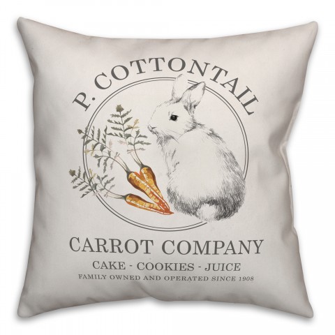 P. Cottontail Carrot Co. 18x18 Spun Poly Pillow