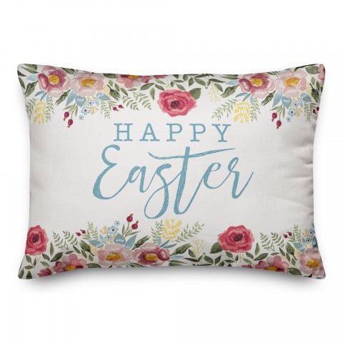 Floral Happy Easter  14x20 Spun Poly Pillow