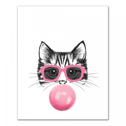 Cool Cat with Bubblegum Wall Art