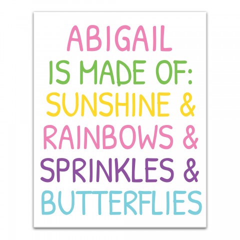 Personalized Girls are Made Of 16x20 Personalized Canvas Wall Art