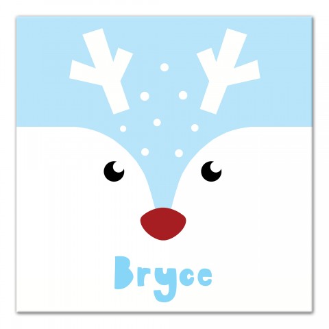 Blue Reindeer Face 16x16 Personalized Canvas Wall Art