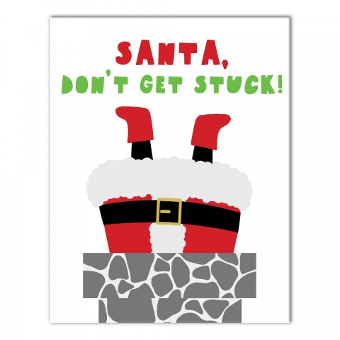 Santa Don't Get Stuck 11x14 Canvas Wall Art