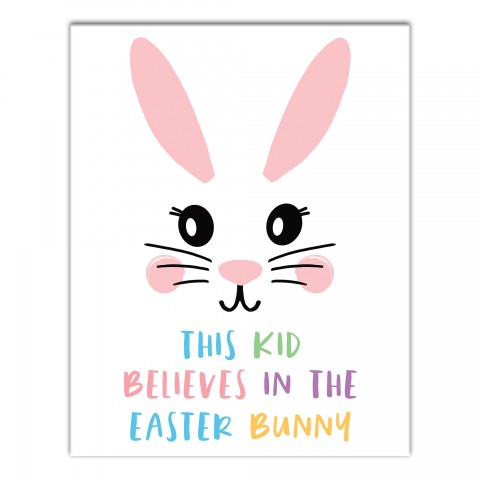 This Kid Believes in The Easter Bunny 11x14 Canvas Wall Art