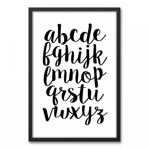 Black and White Lowercase Alphabet Wall Art