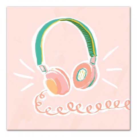 Blush Headphones Wall Art